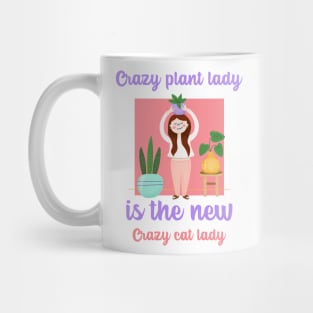 crazy cat lady, crazy plant lady, cute aesthetic modern art digital illustration Mug